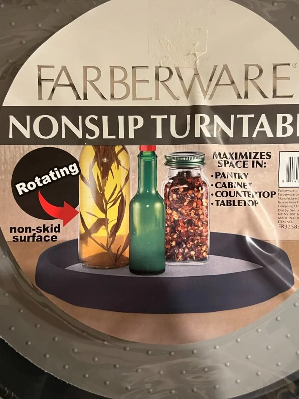 NWT Farberware Non-Slip Rotating Lazy Susan Turntable Organizer Gray 11.5